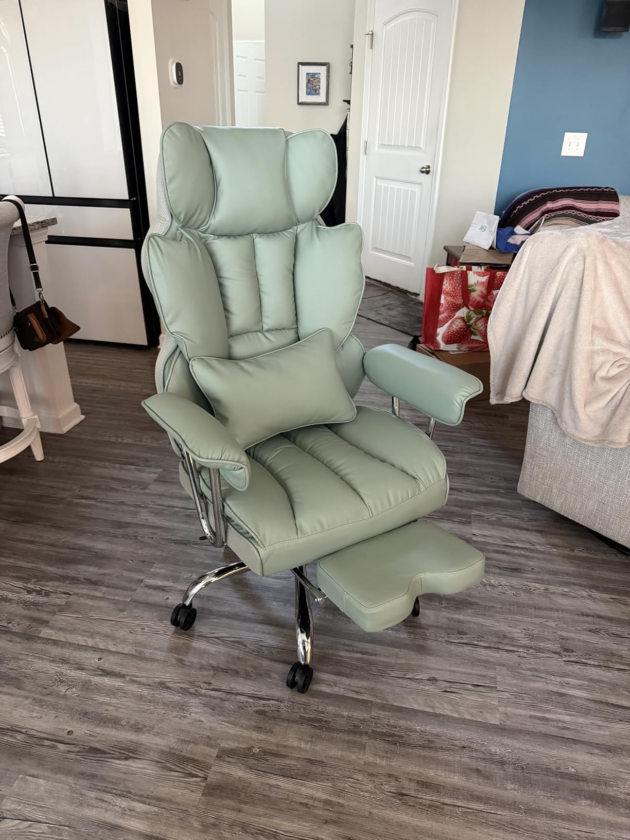 Efomao Executive Office Chair, Bluegrey Fabric Big and Tall Desk Chair customer photo 2