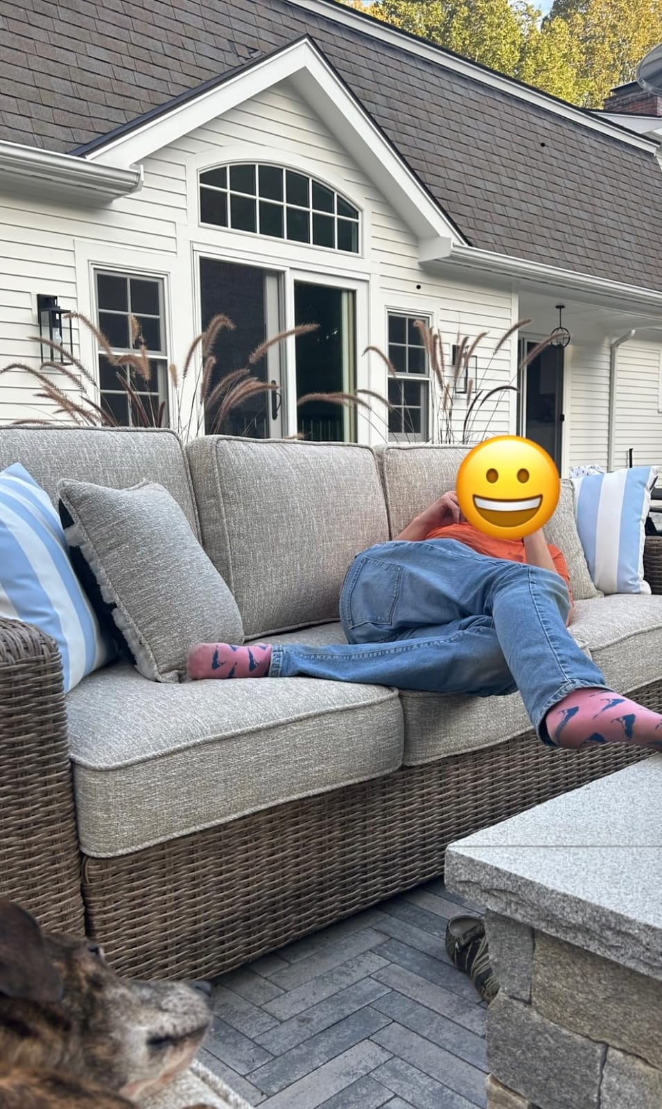 Signature Design by Ashley 3-Seat Outdoor Patio Couch, Handwoven Wicker customer photo 1