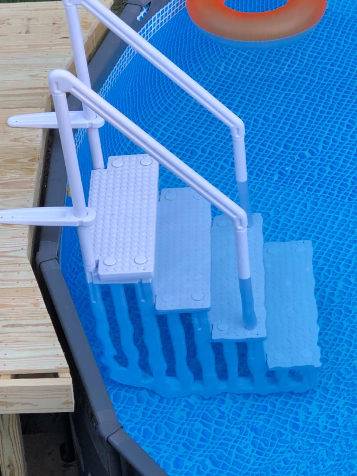 XtremepowerUS Above Ground Swimming Pool Ladder and 4-Step System with Handrails, Heavy-Duty Entry Ladder for Deck to Pool Access, Safety Step Design customer photo 1