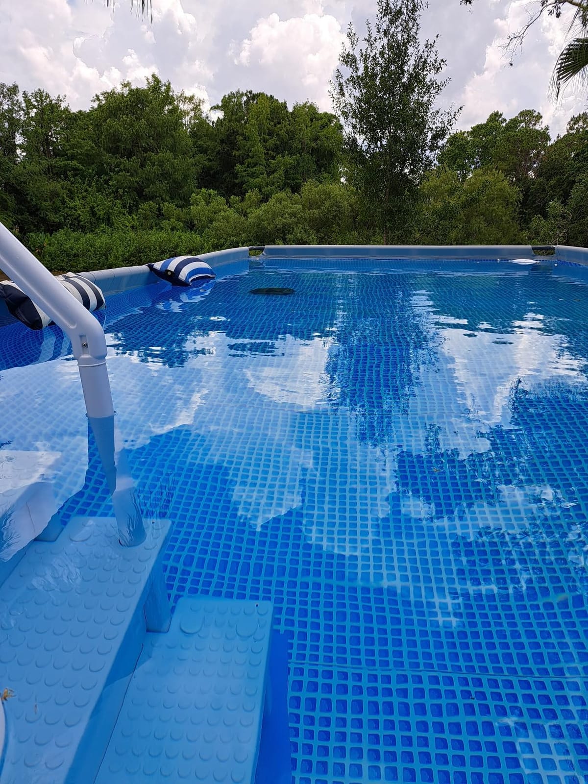 XtremepowerUS Above Ground Swimming Pool Ladder and 4-Step System with Handrails, Heavy-Duty Entry Ladder for Deck to Pool Access, Safety Step Design customer photo 2