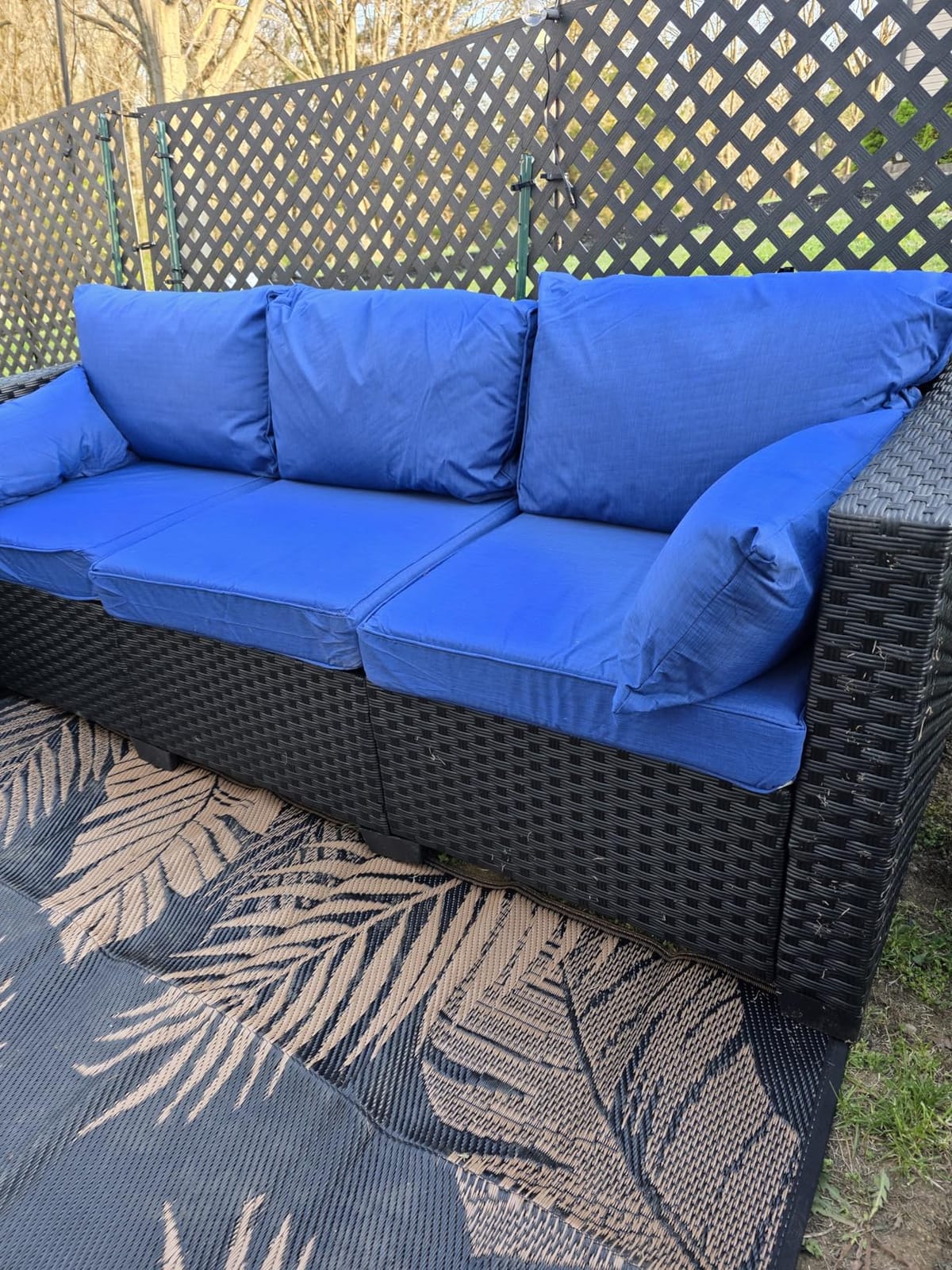 Rattaner 3-seat Patio Sofa Outdoor Furniture Brown Wicker Outdoor Couch Deep Seat High Backrest with Anti-Slip Cushions with Waterproof Cover, Beige customer photo 1