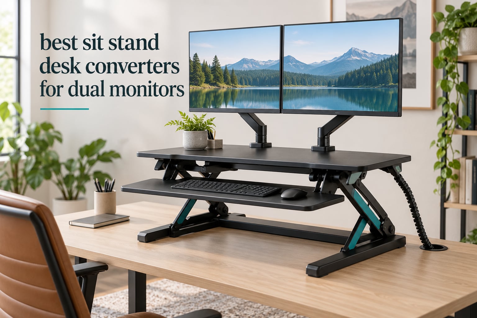 best sit stand desk converters for dual monitors